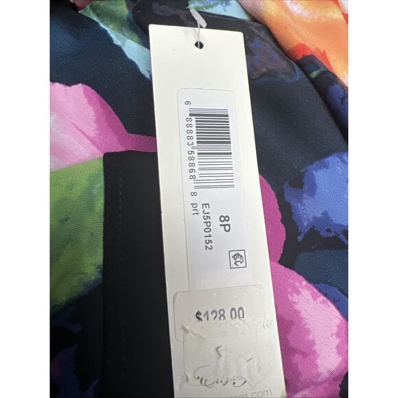 Eliza J Floral Boho 3/4 Sleeve Midi Dress Professional Career Zip Size 8 Petite - Picture 8 of 9